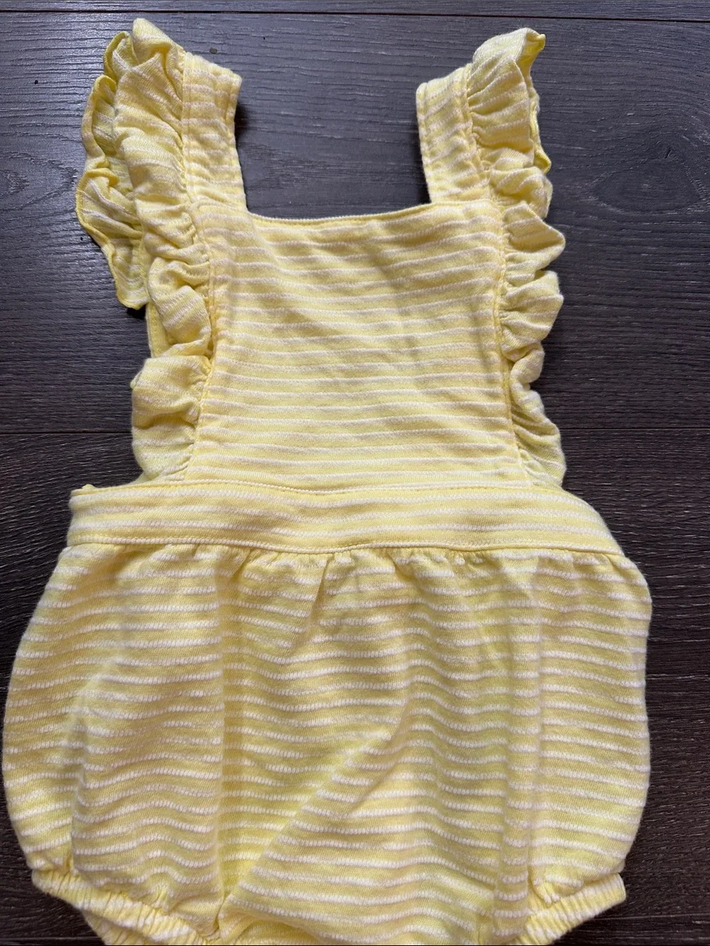 Yellow Striped Ruffle Baby One-Piece Romper